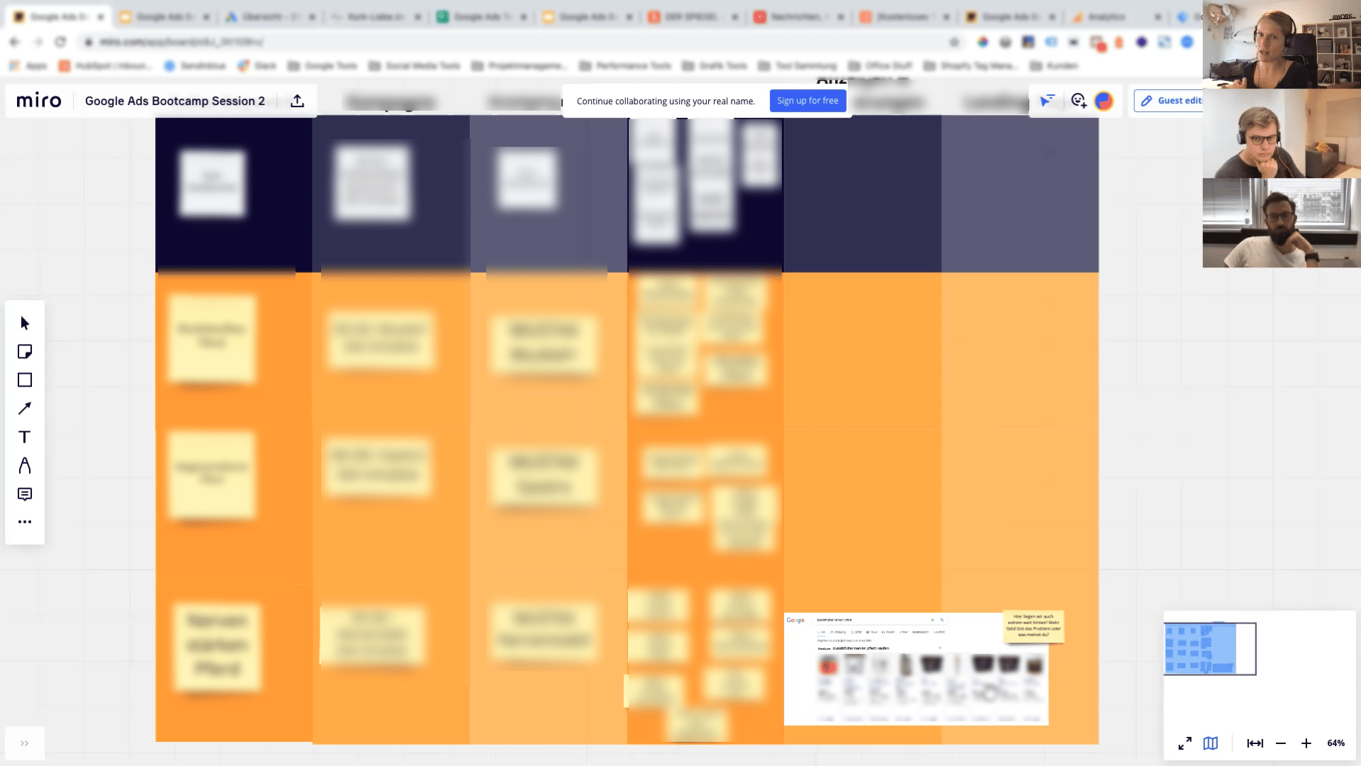 Google Ads BootCamp - Session 2 - Miro Screenshot